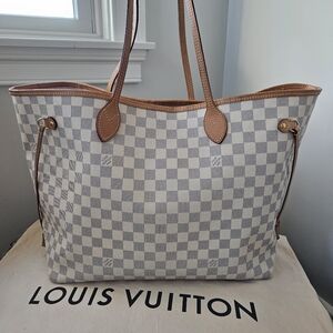 Great Condition LOUIS VUITTON NEVERFULL GM DAMIER AZURE with organizer